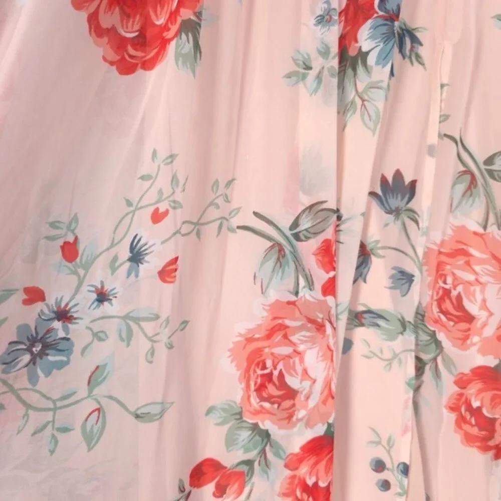 Lulus Garden Meandering Blush Pink Floral Print‎ Lined Maxi Dress MEDIUM Evening